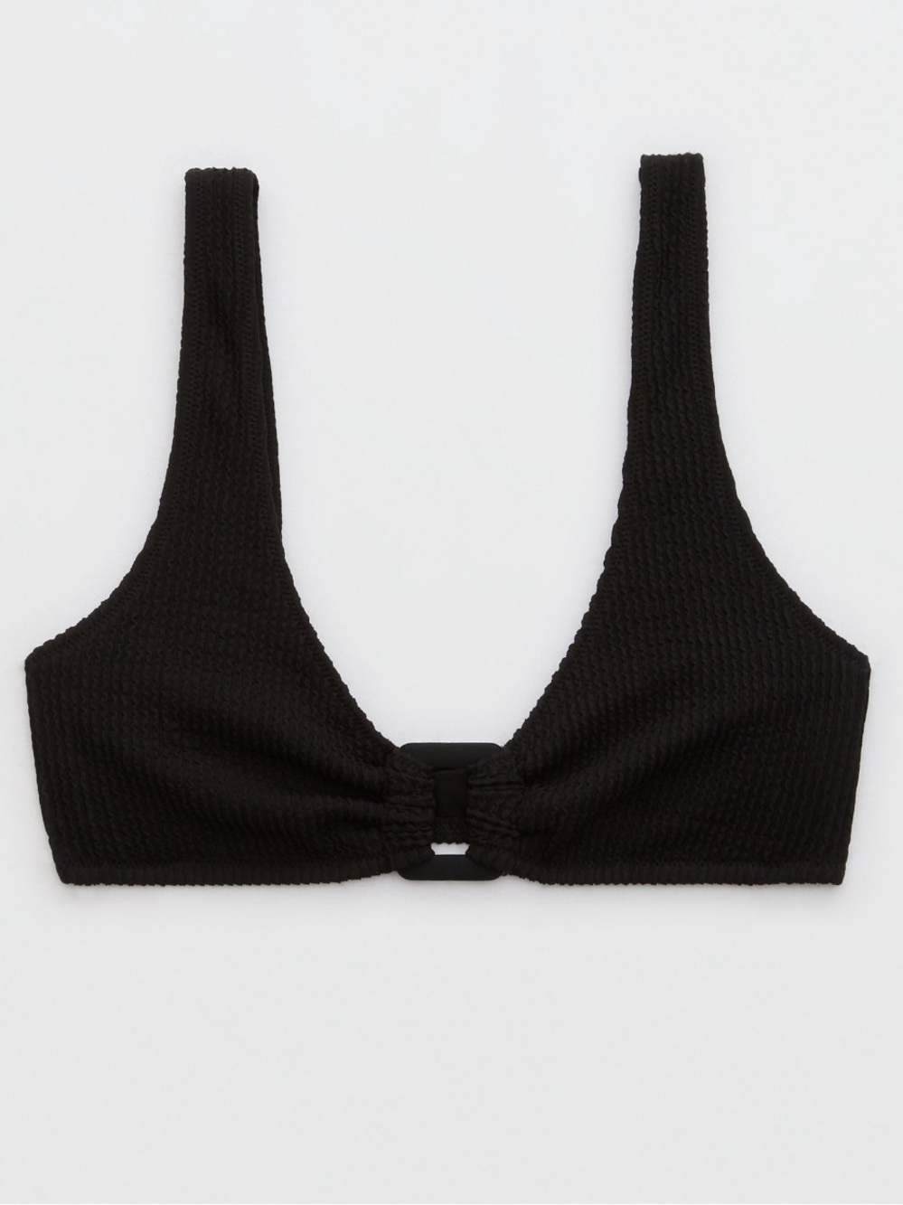 Aerie Crinkle Ring Wide Strap Scoop Bikini Top - Black